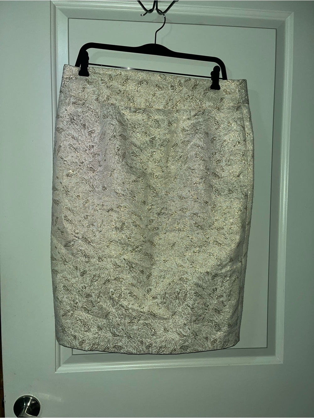 Premise Cream Metallic Jacquard Pencil Skirt